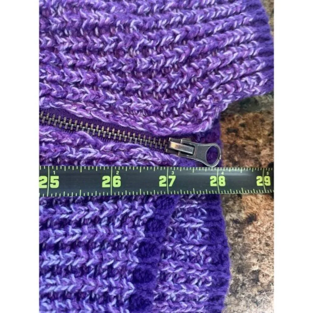 Purple Knit Zip‑Detail Sweater | Minimalist Cozy Aesthetic | D&Co Size S